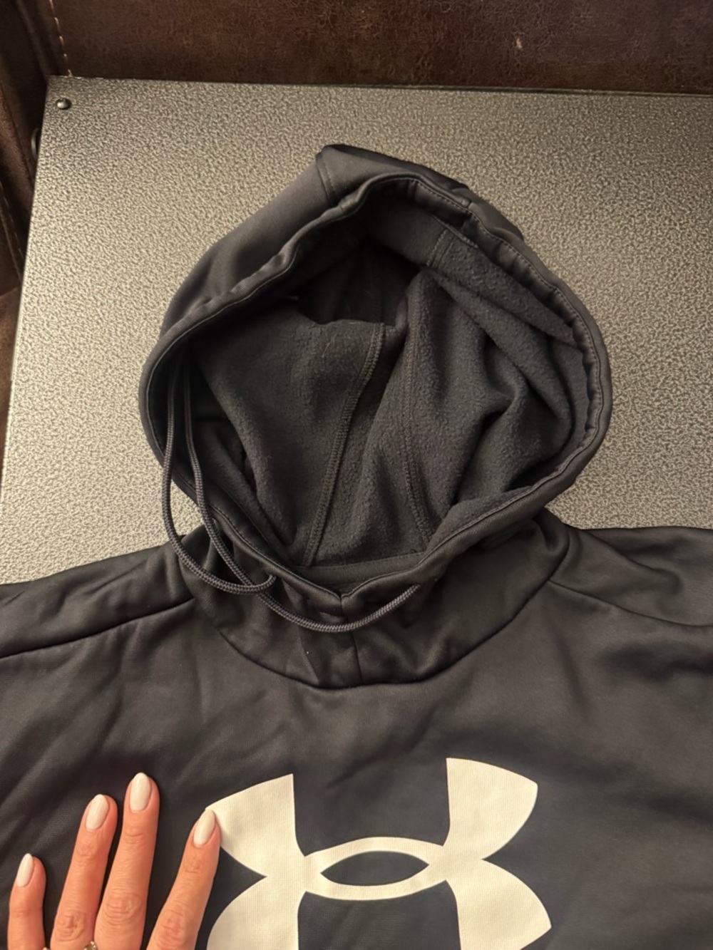 Under Armour Black Hoodie with White UA Emblem Size Small - Picture 3 of 6